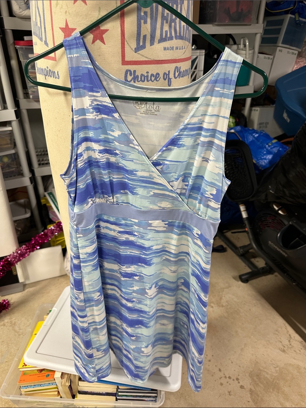 lola Blue & Light Blue Wave-Print Midi Dress